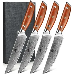 XinZuo - Damast Steakmesser 4 Stück - B27 Yi Serie