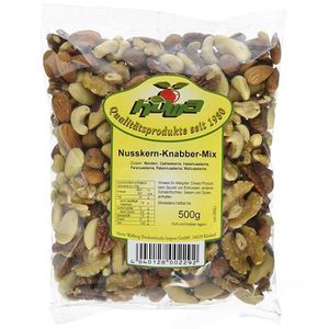 Howa Nussmischung Nusskern Knabber Mix, im Beutel, ungeröstet und ungesalzen, 6 Nusssorten, 500 g