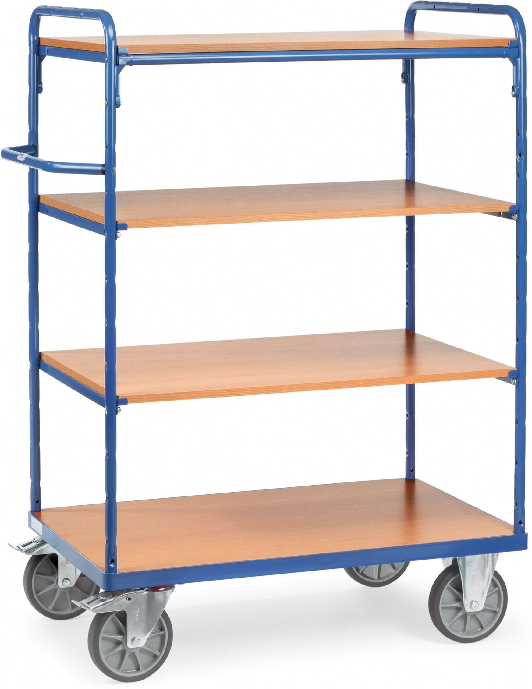 Fetra Etagenwagen mit 4 Böden aus Holz 1200x800mm Ladefläche