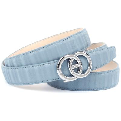 Ledergürtel ANTHONI CROWN, Damen, Gr. 85, blau (hellblau), Leder, Gürtel Ledergürtel, Stufenloser samtig fühlender Ledergürtel