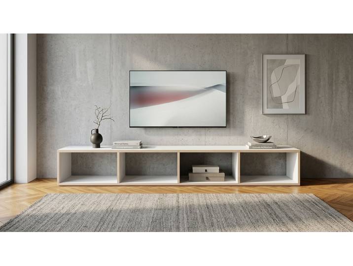 Offenes Lowboard nach Maß – diverse Materialien Multiplex Multiplex Weiß