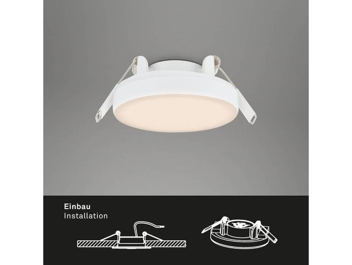 Briloner LED-Einbaustrahler Plat, weiß, 3er-Set, 3.000K Plat, weiß / opal, für Badezimmer, Kunststoff, Modern