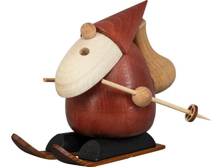 Räuchermännchen SAICO ORIGINAL Weihnachtsmann-Ski-Champion , braun (rot), H:11cm L:10cm T:10cm, Holzwerkstoff, Räucherdeko, Räuchermännchen, BxHxT: 10x11x10 cm
