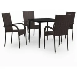 Helloshop26 - 5-teiliges Garten-Essset braun-schwarze Möbel 02_0013833