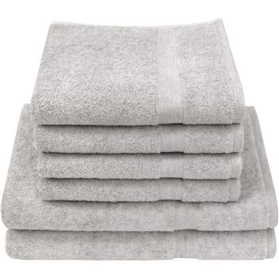 Handtuch Set DYCKHOFF "Deep Harmony Comfort", silber, 6 Stk., Frottier, Frottier, Obermaterial: 85% Baumwolle, 15% Hanf, Handtuch-Sets, 15% Hanf;4 Handtücher (50x100cm), 2 Duschtuch (70x140cm)