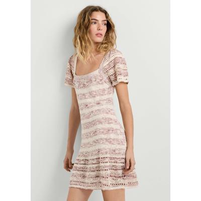 Maxikleid PEPE JEANS "Kleid ALINA SHORT DRESS", Damen, Gr. S, Normalgrößen, rosa (powder rose pink), 67% Baumwolle, 25% Acryl, 8% Polyester, Kleider Maxikleid