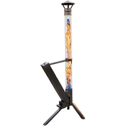 Westerholt, Fackel, Pelletfackel für den Garten – Eleganter Terrassenheizer mit Glas-Feuerrohr & Edelstahlgestell