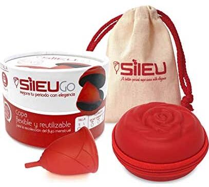Sileu Go Pack Copa Menstrual Rosa + Estuche Rojo Talla L