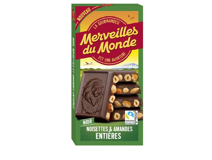 Merveilles du Monde Bloc Noir, Noisettes et Amandes entières 170g