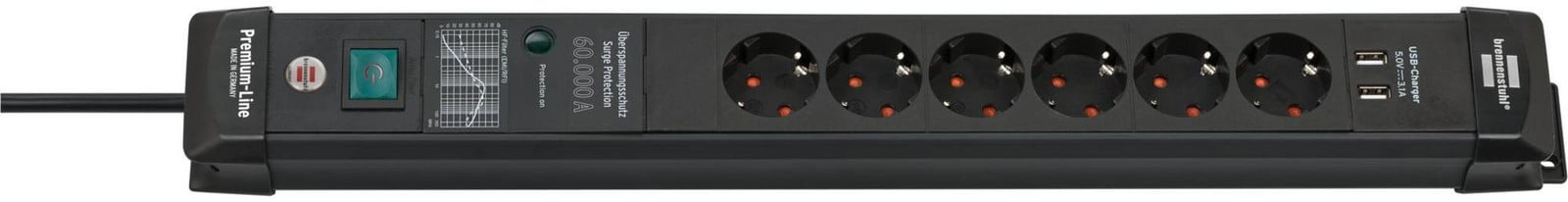 Brennenstuhl Premium-Line 6-voudige stekkerdoos 1951160606