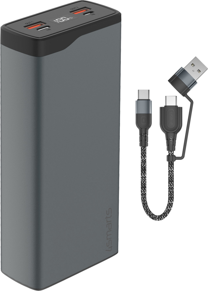 4smarts Powerbank VoltHub Pro 26800mAh QuickCharge PD donkergrijs