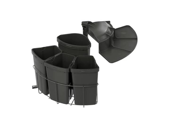 Abfallcenter Nr. 4 Schwenkeimer 3x 9 und 12 Liter anthrazit praktischer Mülleimer Mülltrennung platzsparend robust modern Küchenorganisation Abfallsammlung langlebig umweltfreundlich