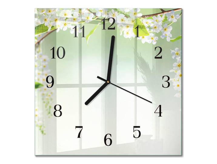 Tulup Wanduhr 30x30 cm - Frühling, Grün, Glas, Quadratisch, 30x30x0.4 cm, Dekoration, Uhren, Wanduhren