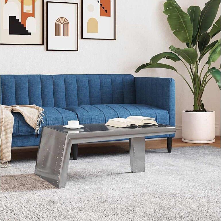 vidaxl Mesa de centro estilo aviador vintage de aluminio