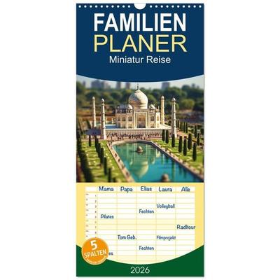 Familienplaner 2026 - Miniatur Reise mit 5 Spalten (Wandkalender, 21 x 45 cm) CALVENDO