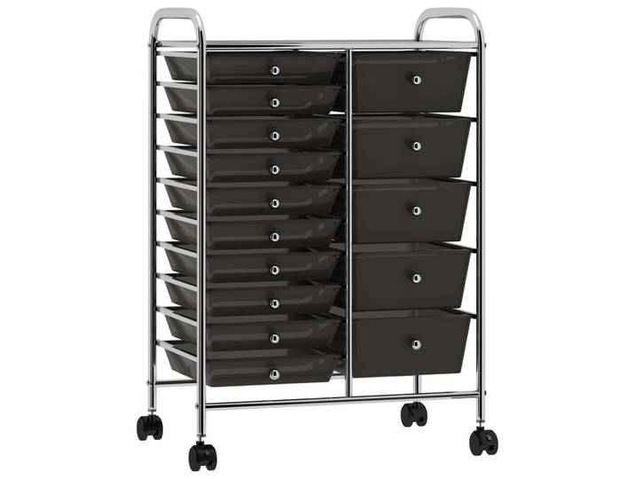 Vidaxl - Chariot De Rangement Mobile À 15 Tiroirs Xxl Noir Plastique