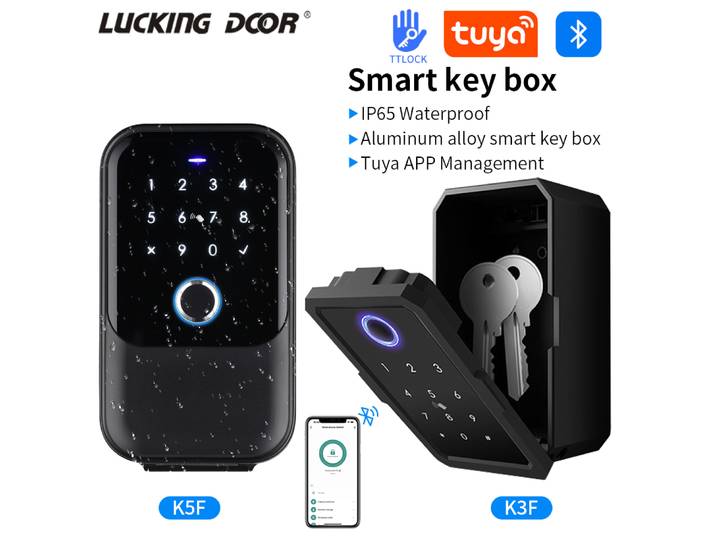 Coffre-fort à clé étanche, stockage intelligent des empreintes digitales, boîte de sécurité pour clé secrète, application Tuya ou TTlock, Bluetooth vers WiFi Hub, déverrouillage du cadenas