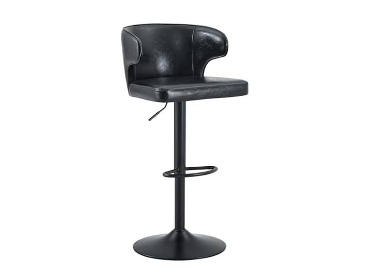 Vexelus 2er‑Set höhenverstellbare Barhocker schwarz, 360° drehbar PU‑Kunstleder Barstuhl mit großem Sockel und Fußstütze