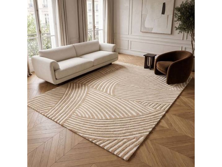 Tapis - THE DECO FACTORY - DESIGN COURBE - Beige - 120x170 cm - Relief 3D