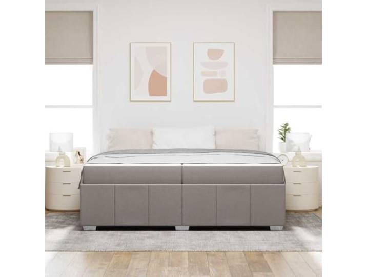 KTHLBRH Doppelbett Taupe 200 x 200 cm mit Matratze Struktur aus Holz, atmungsaktiver Stoff, feste Latten, Traglast 280 kg