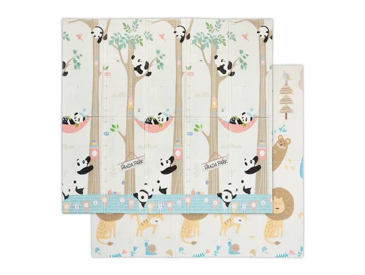 Faltbare Spielmatte mit Tiermotiven Weiss-Blau-Braun