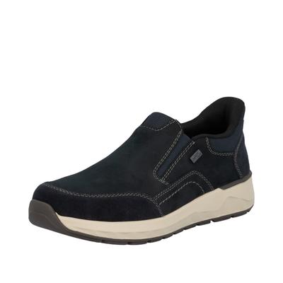 Slipper RIEKER "Ready2GO", Herren, Gr. 40, Textil, blau (nachtblau), Veloursleder, Schuhe Slipper, Schlupfschuh, Halbschuh mit wasserabweisender riekerTEX-Membran