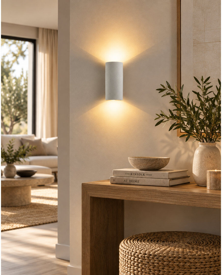 Brayden Studio Adorno Ceramic LED Up & Downlight White Plaster / Steel;Weißer Gips / Stahl 17cm H X 8cm W X 8.8cm D