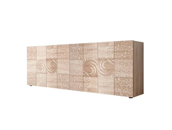 Mid.you Sideboard, Eiche, Kunststoff, Abstraktes, 4 Fächer, 241x84x42 cm, Wohnzimmer, Kommoden & Sideboards, Sideboards
