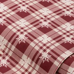 Baumwollstoff Schneeflocken Karo "Sina", rot/creme
