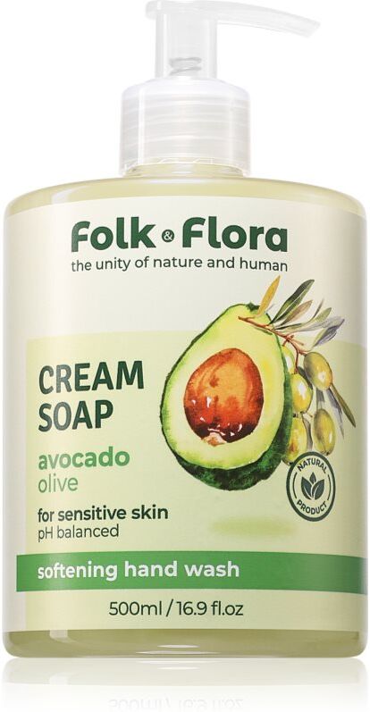 Folk & Flora Avocado & Olive liquid soap for sensitive skin 500 ml