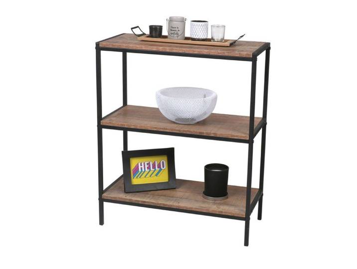 Etagère bibliothèque à 3 niveaux en bois et métal  Riverside  - Marron/noir - H 76 x L 60 x P 30 cm