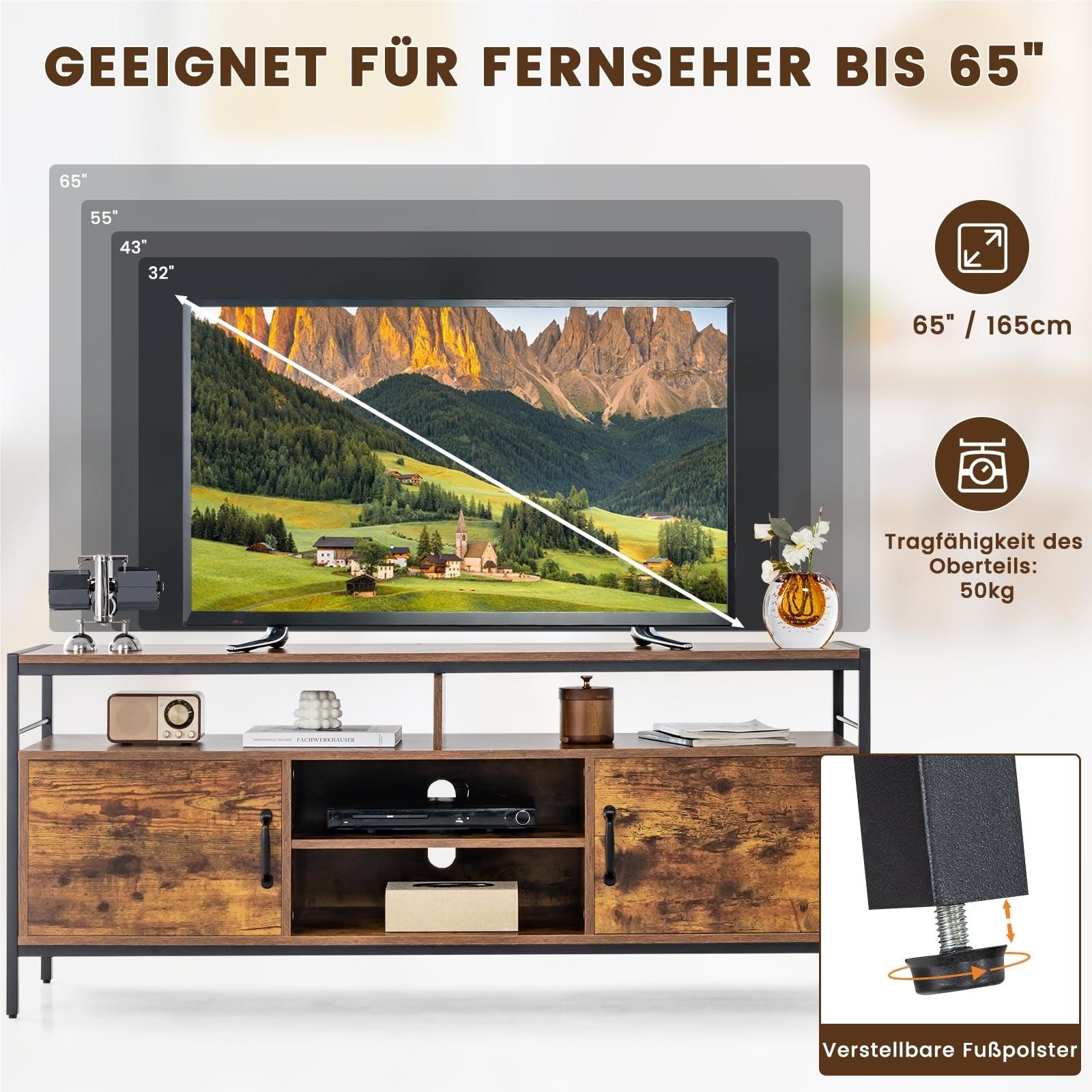 TV-Möbel - TV-Schrank - Lowboard - TV-Stand - TV-Kommode - Geeignet für Fernseher bis 65 Zoll - 147 cm breit