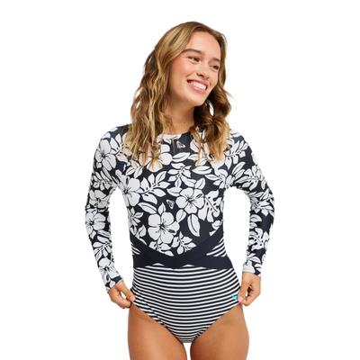 Badeanzug ROXY "Summer Surf", Damen, Gr. M, schwarz-weiß (anthrazit the moe), Polyester, Badeanzüge Badeanzug