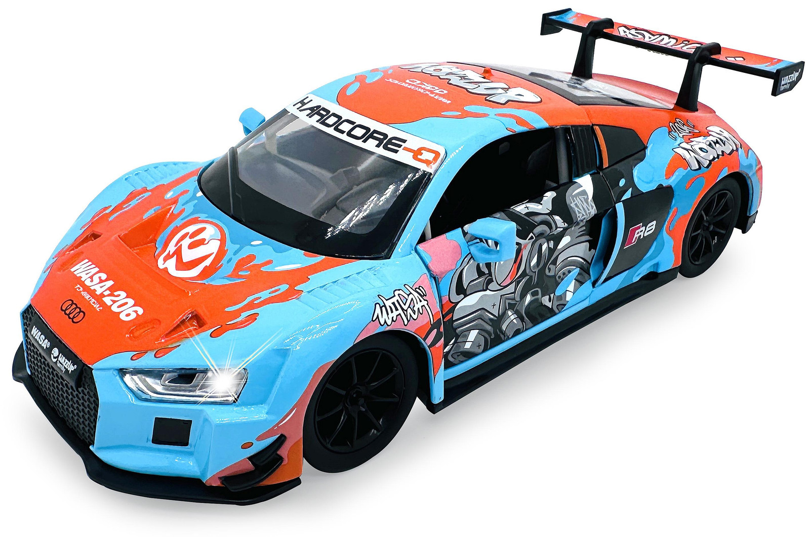 Jamara Audi R8 LMS metalen model schaal 1:24 blauw inclusief knoopcelbatterijen