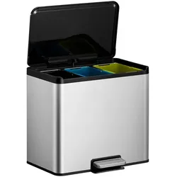 Mülltrennsystem EKO Essential Recycler 3 x 9 L edelstahl inklusive Inneneimer, gedämpfter Deckel, stay open funktion