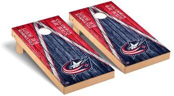 Skip's Garage Columbus Blue Jackets NHL Triangle Cornhole Board Set