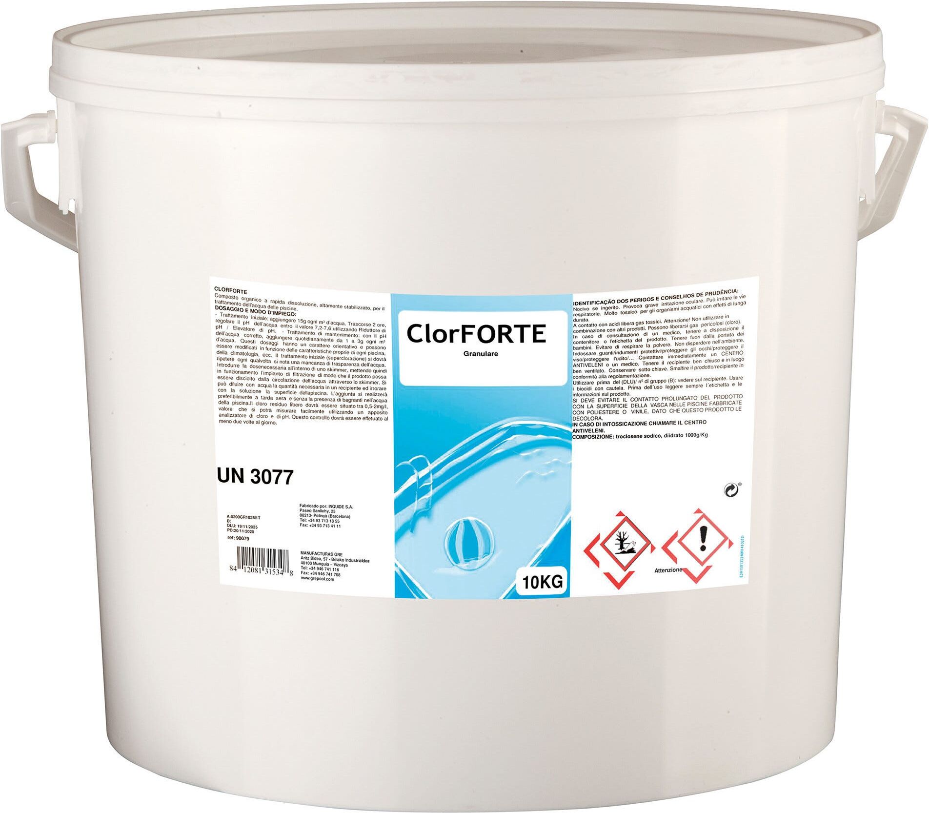Gre' CLORO FORTE GRE ECO GRANULARE 10 kg CONCENTRATO 56% PER PISCINE