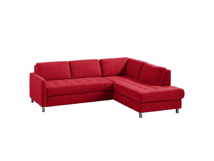 Ecksofa Tanete Webstoff Rot/Rot Webstoff 233 x 80 x 196cm Ottomane davorstehend rechts ohne Schlaffunktion Modern