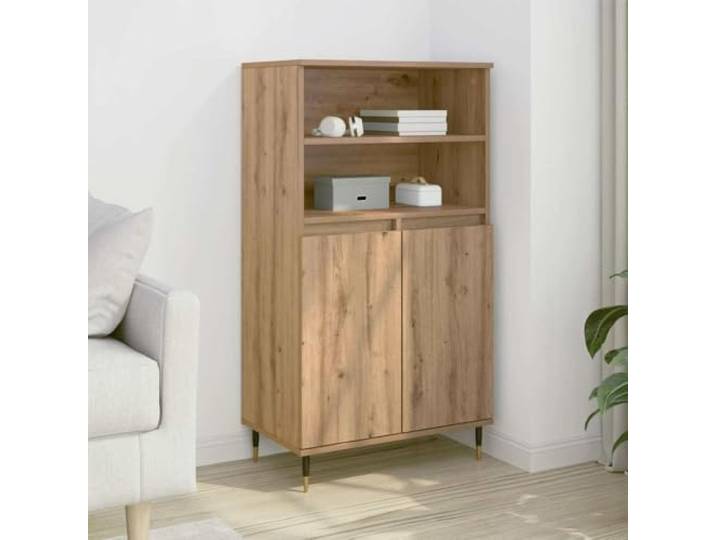 RJPLMFV Anrichte hoch, Eiche, 60 x 36 x 110 cm, Ingenierie-Holz Wohnzimmermöbel, Aufbewahrung, praktische Tür, minimalistisches Design, Wandbefestigung inklusive