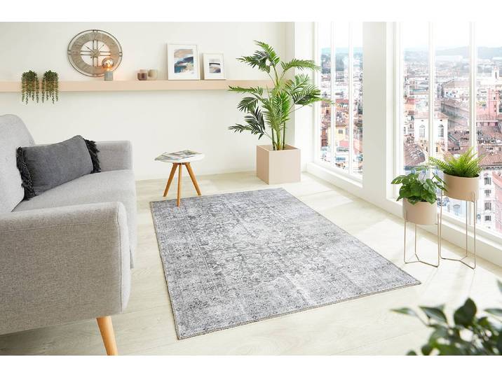 Teppich Lago Typ B Grau/Grau/Weiß 160 x 230cm Kunststoffart: Polyester PVC Material: Kunststoff Muster: Abstrakt