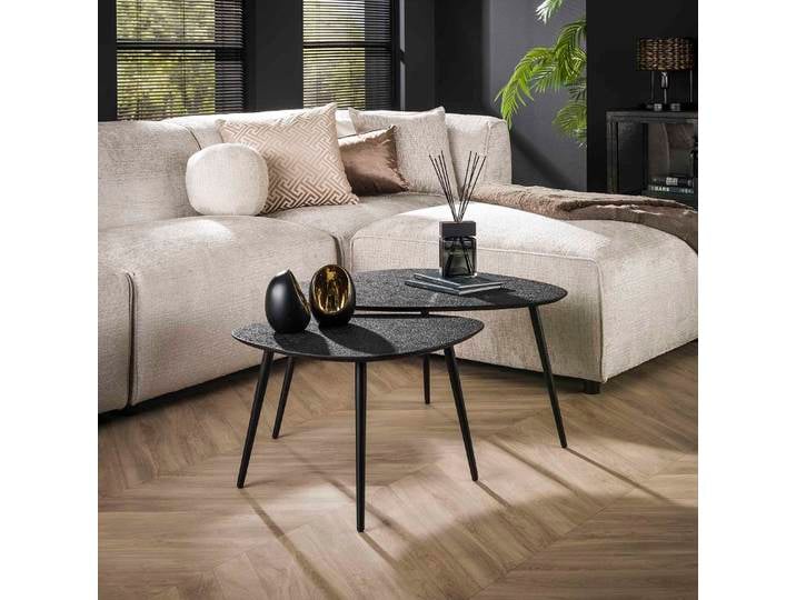 Couchtisch Set Sai dreieckig , 2-teilig , Metall , metallic schwarz