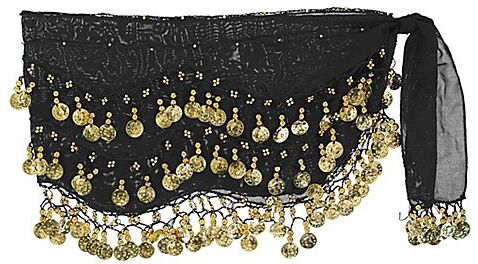 Hüfttuch "Münzen", schwarz/gold