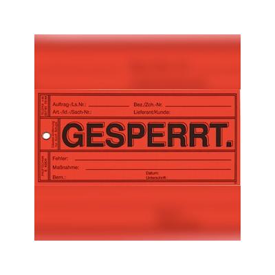 Papieranhänger: Gesperrt - Karton = 500 Stk - 150x70 mm