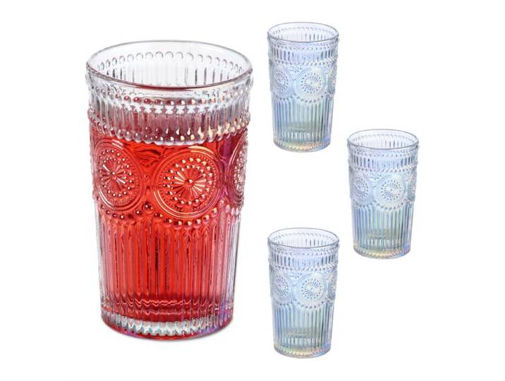 Relaxdays Trinkgläser Vintage 4er Set