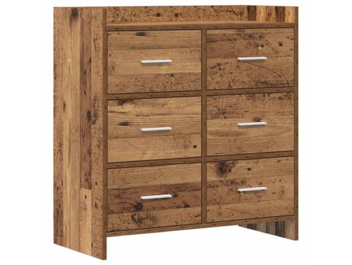 PUGYNBK Sideboard aus Altholz, 75 x 33 x 80 cm Mit Fächern, Metallgriffen, für Esszimmer, Wohnzimmer oder Flur, einfach zusammenzubauen