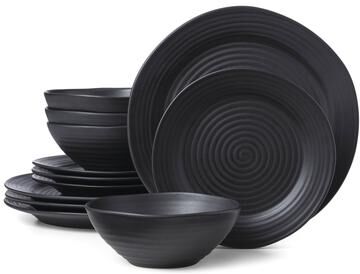 Oneida Ridge Black 12 Piece Dinnerware Set