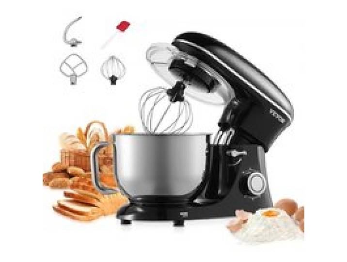 VEVOR KüchenmaschineTeigmixer 1400 W 5,68 L Küchenmaschine mit kippbarem Kopf Edelstahlschüssel Knethaken Schneebesen Schaber, Haushalts-Küchenmaschine zum Backen und Mixen, schwarz