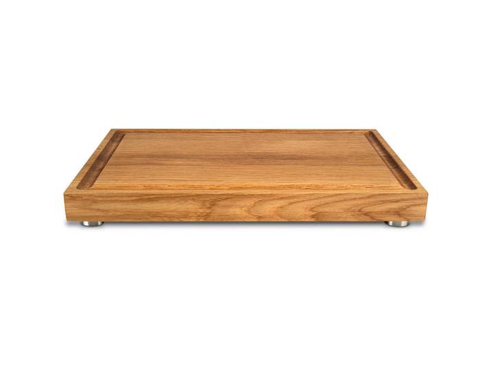 Schneidebrett, Eiche, Holz, Eiche, massiv, vollmassiv, 33x3x22 cm, Handmade in Germany, Saftrille, schnittfeste Oberfläche, rutschfeste Füße, nachhaltig, nachwachsender Rohstoff, Küchenzubehör, Schneidebretter