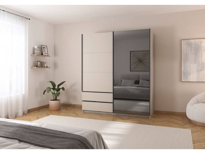 Armoire - Miroir gris 181cm Beige/Cachemire