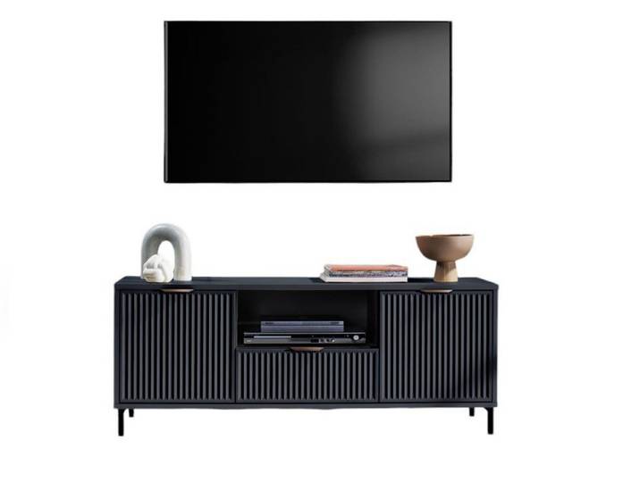Compleo TV-Schrank mit 2 Klappen/Türen, VIVAS geriffelte Front, Breite: 135 cm